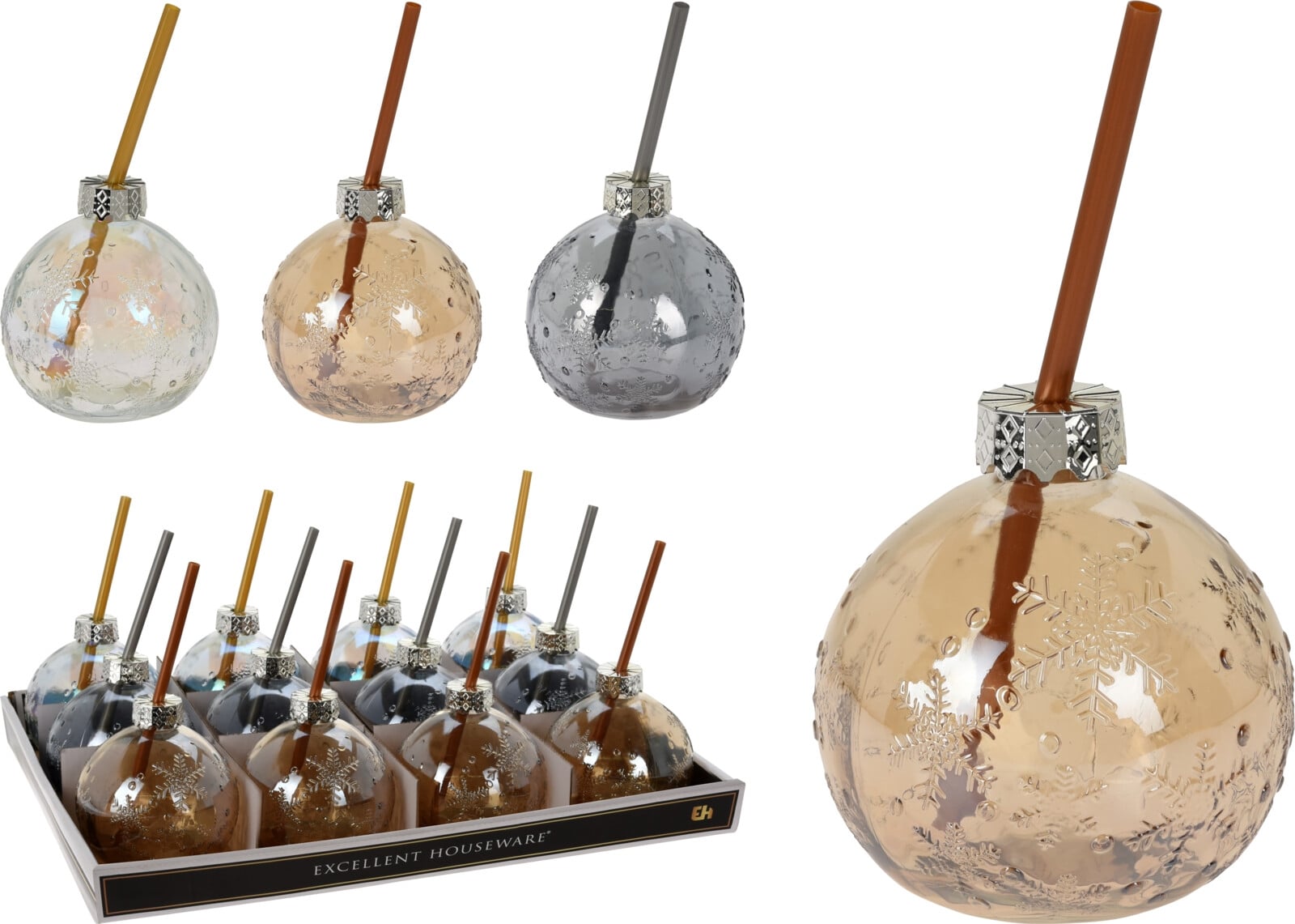 Коледна чаша със сламка Ball 220 мл