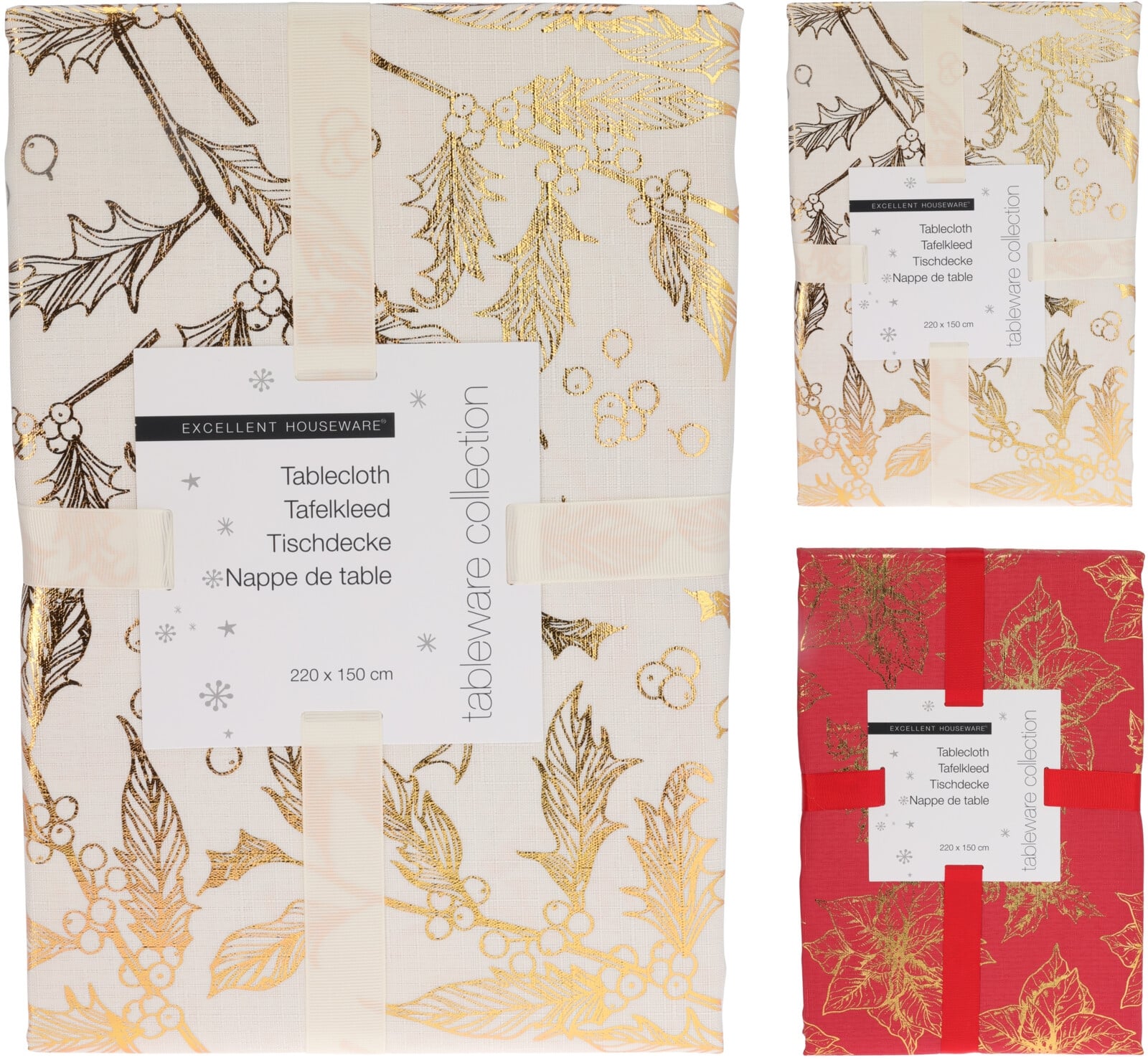 Коледна покривка Golden Flower 220 х 150 см микс