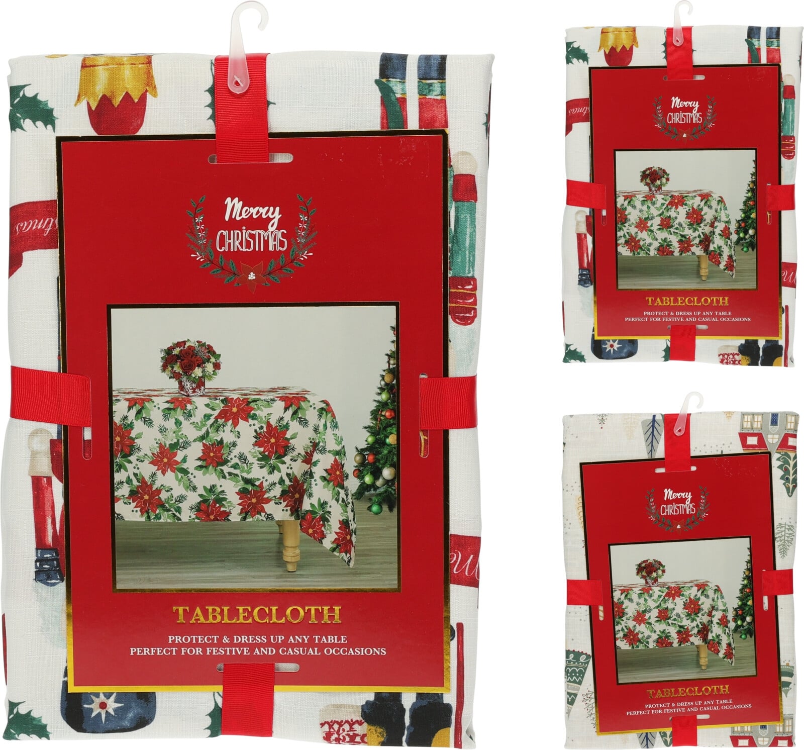 Коледна покривка полиестер 130 х 180 см микс