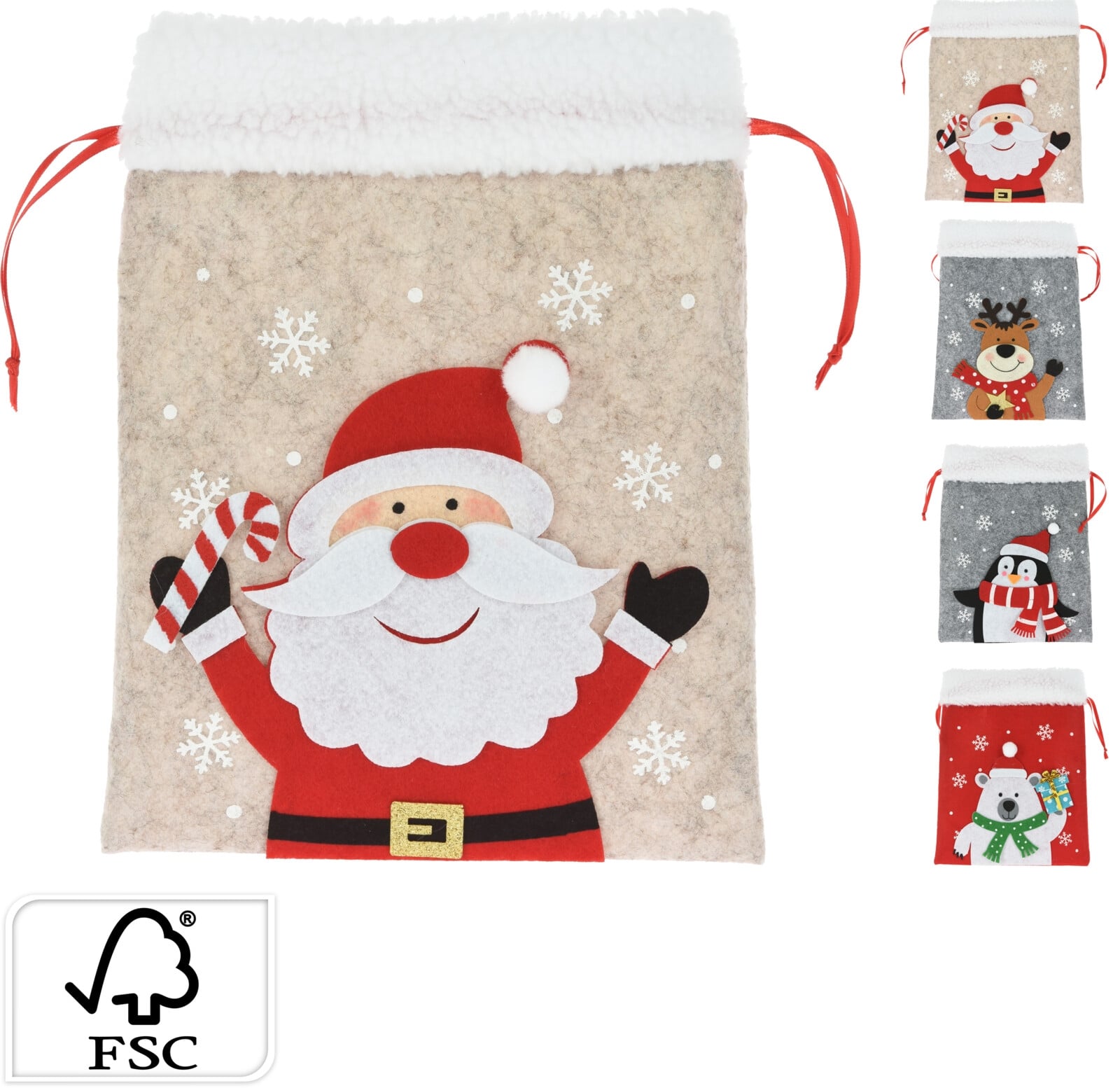 Коледно чувалче за подаръци 20,5 х 2 х 26 см микс