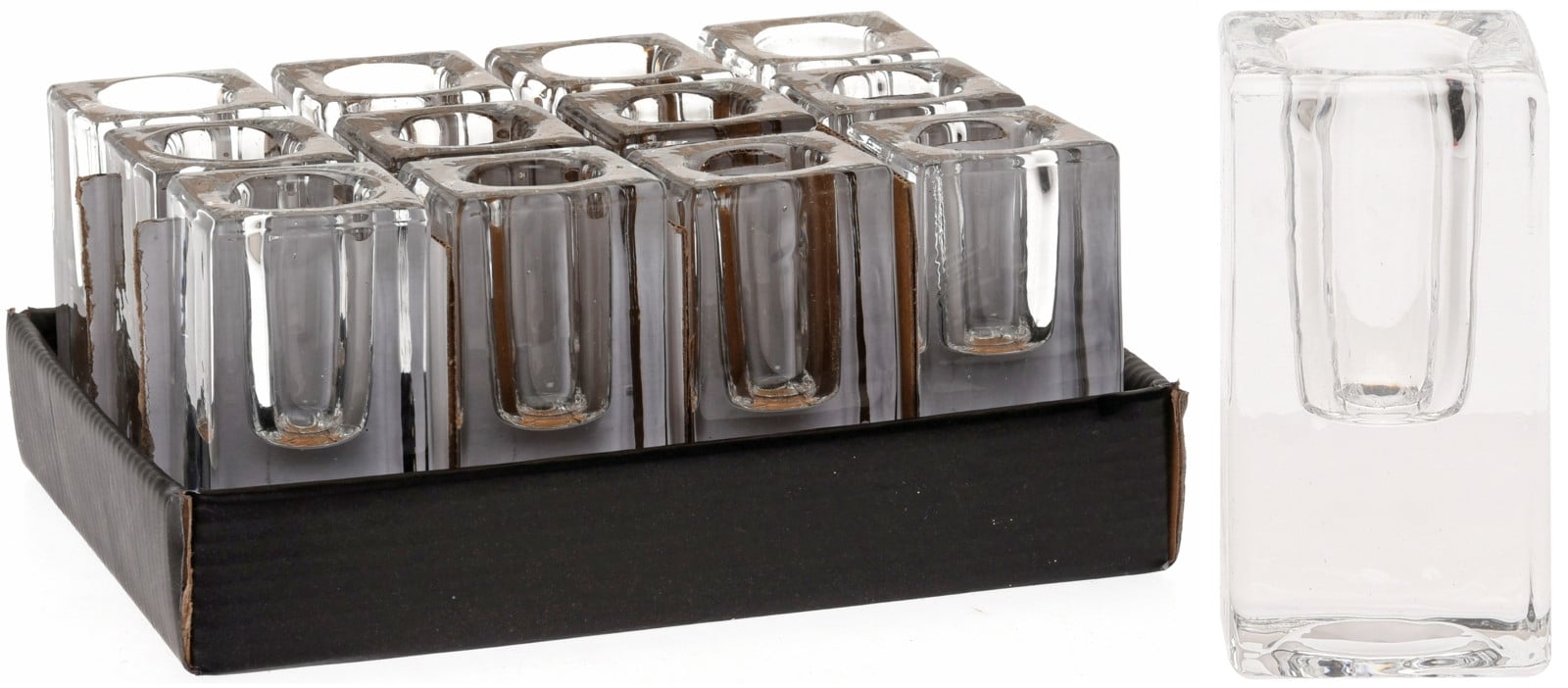 Стъклен свещник Crystal 4 х 4 х 8 см