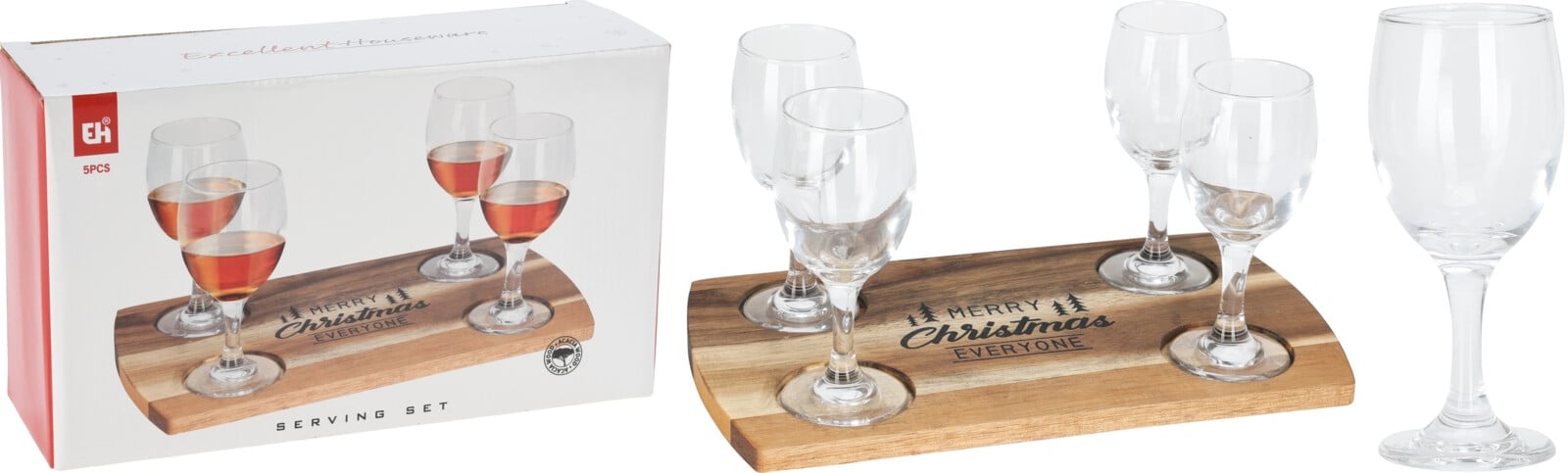 Коледен поднос с 4 броя чаши за алкохол 200 мл