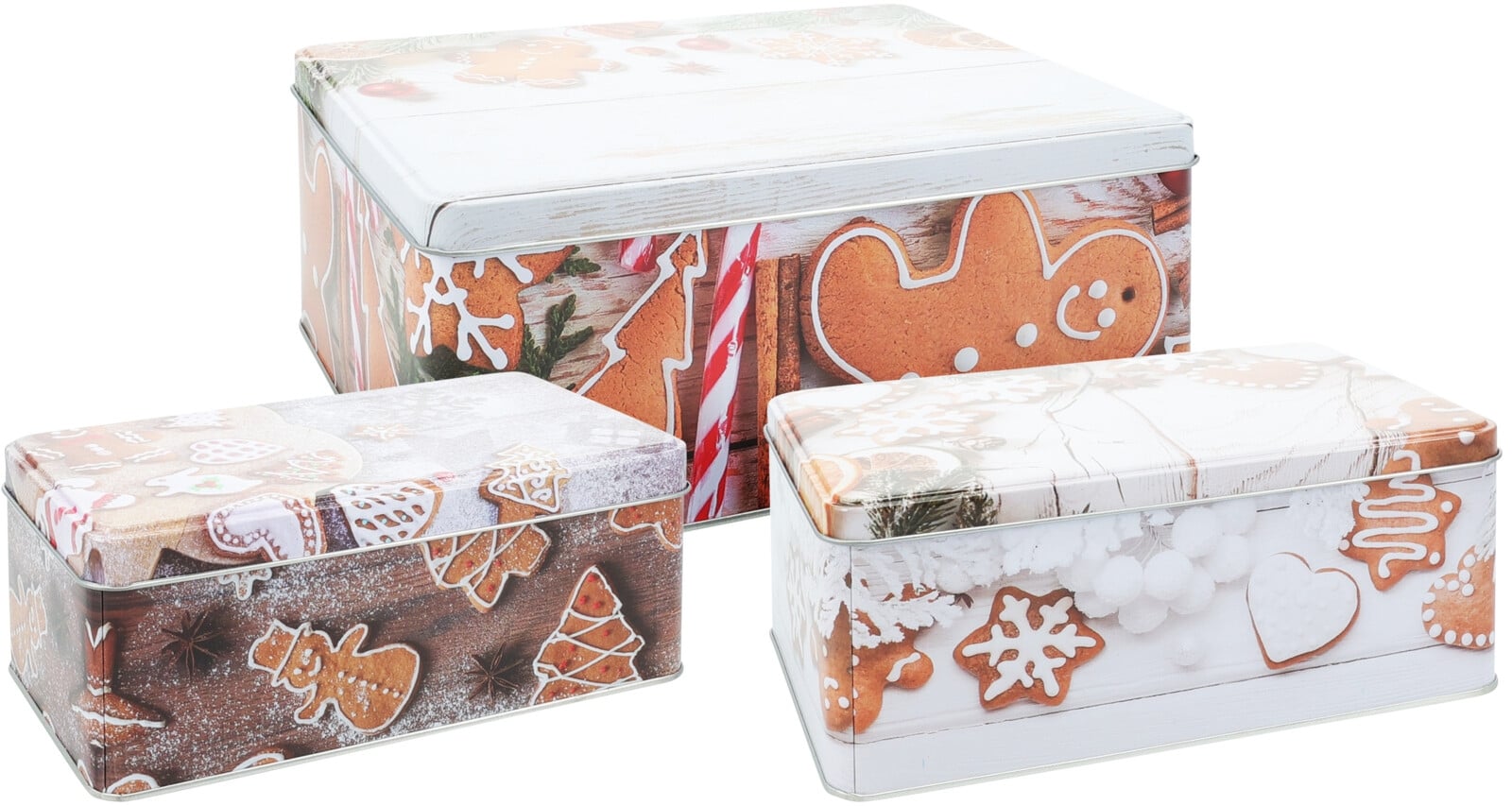Комплект коледни кутии за съхранение с капак 3 броя