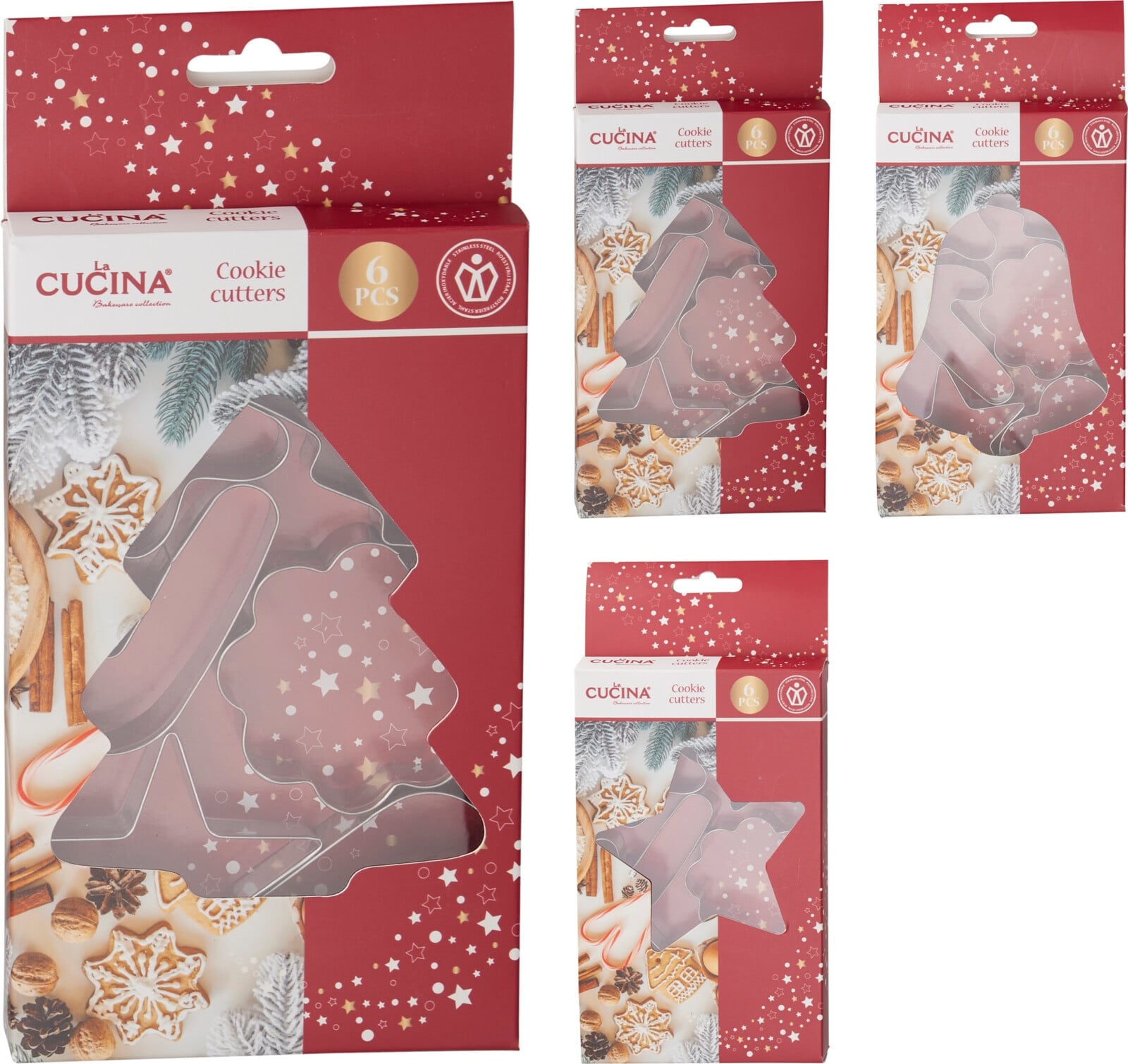 Коледен комплект формички за сладки 6 броя микс