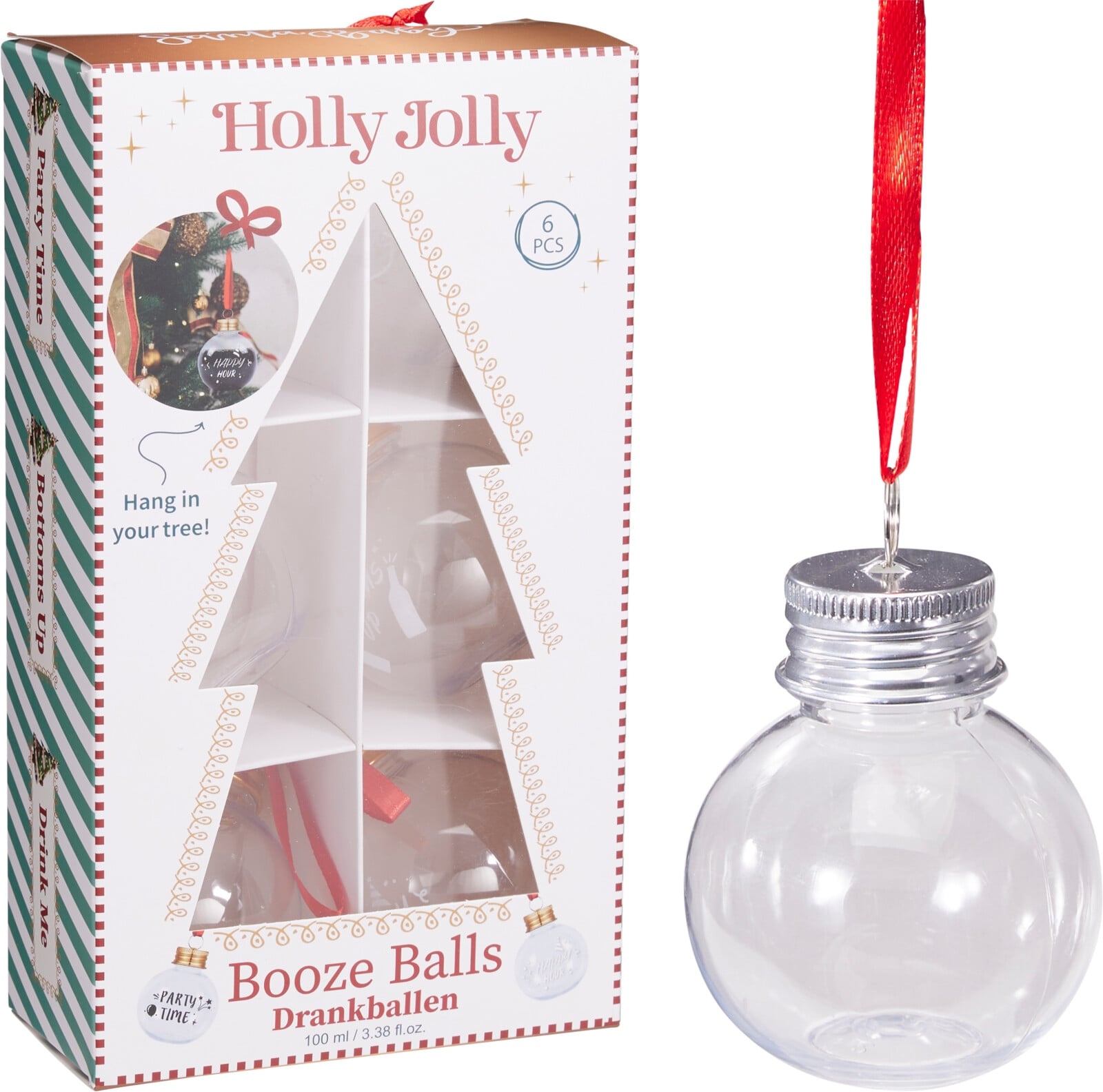 Комплект коледни чаши с панделка Balls 100мл / 6 броя