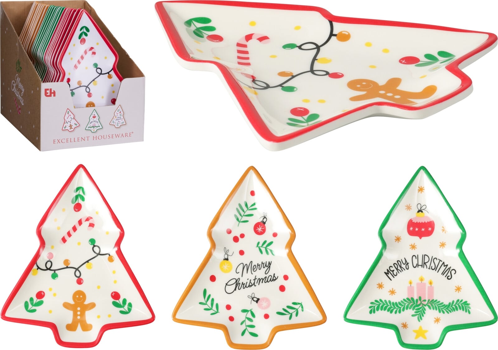 Коледна чиния Tree 19,5 х 16 см микс