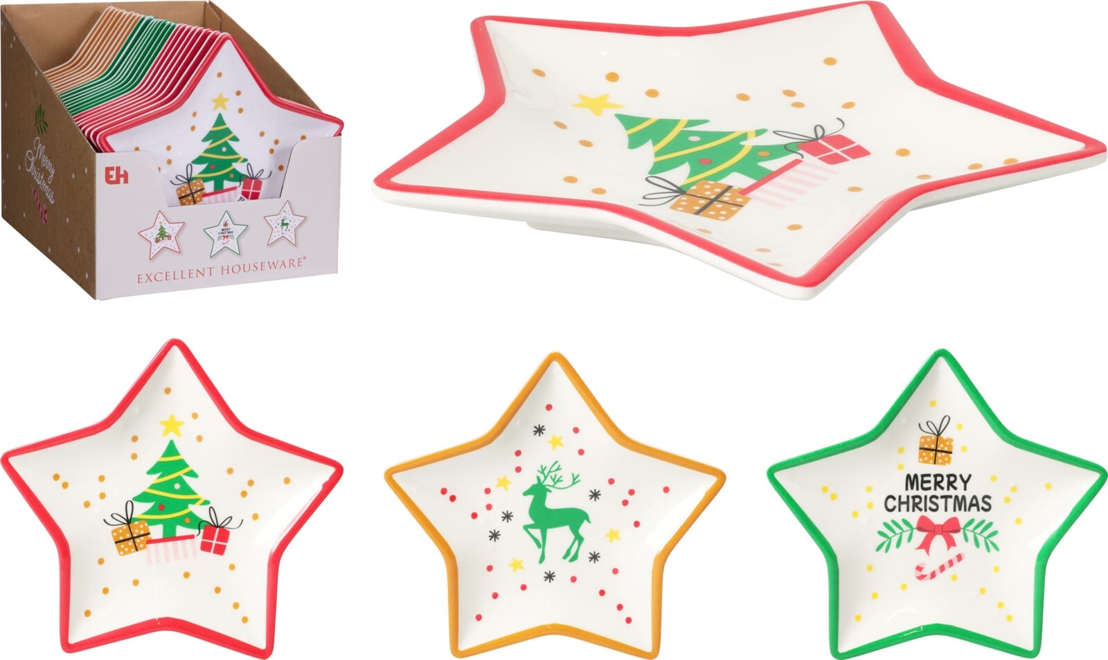 Коледна чиния Star 18 х 18 см микс