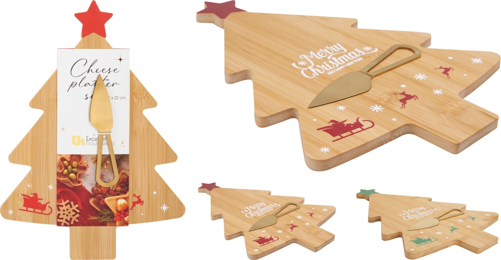 Коледен комплект за сервиране на сирене 2 части микс