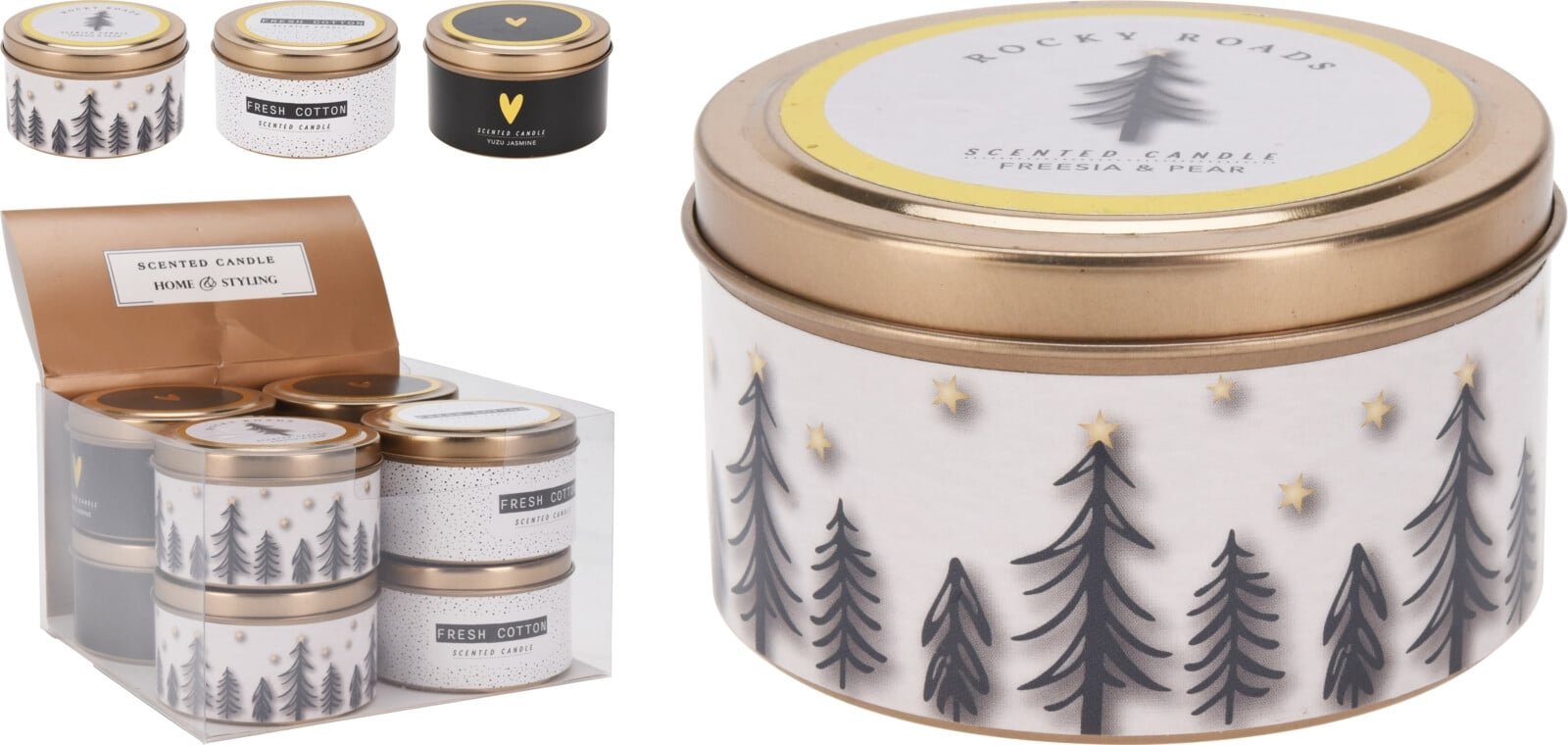 Коледна ароматна свещ в кутийка Елха 8 х 5 см микс