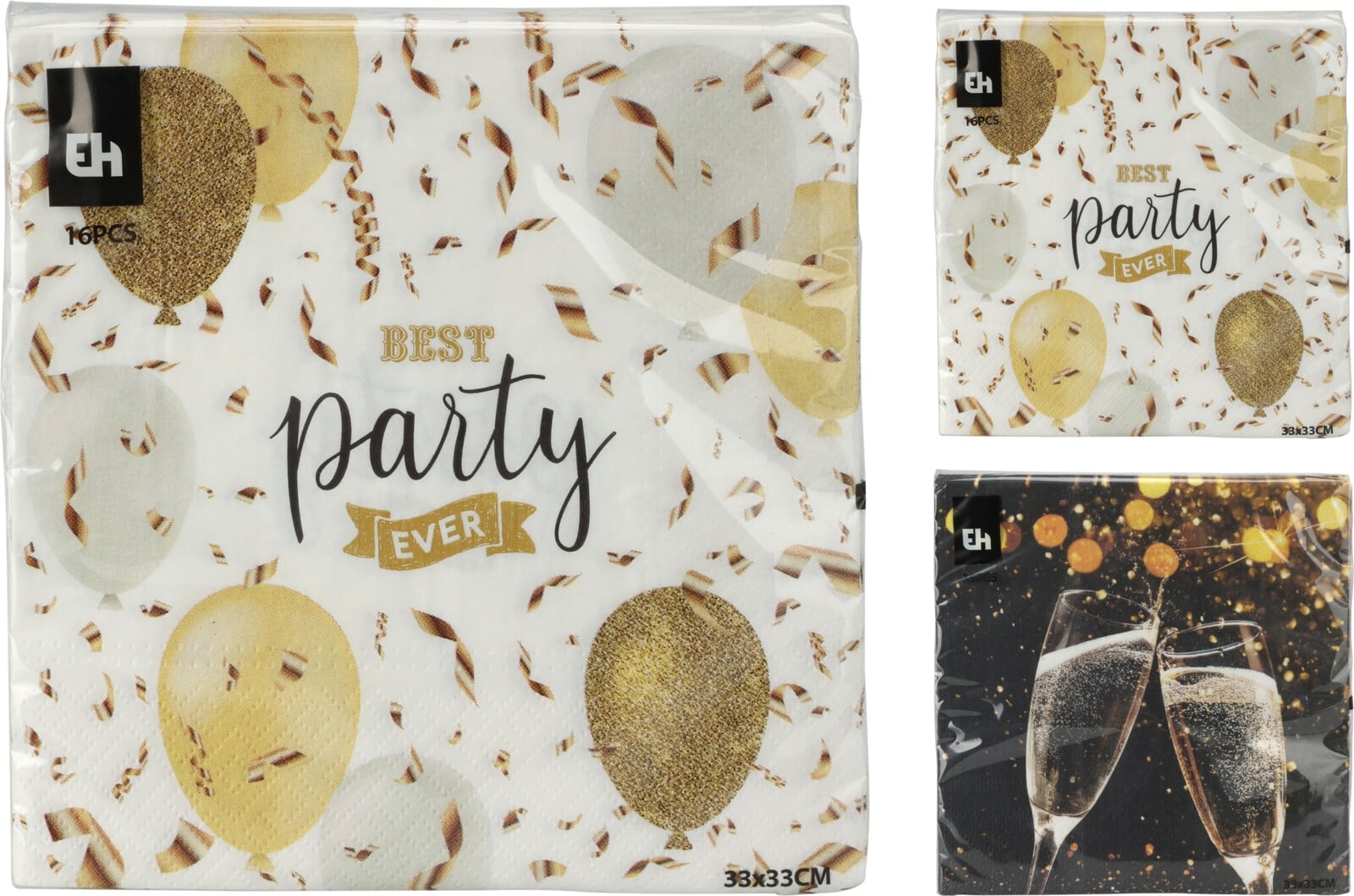 Салфетки New Year 33 х 33 см микс 16 броя