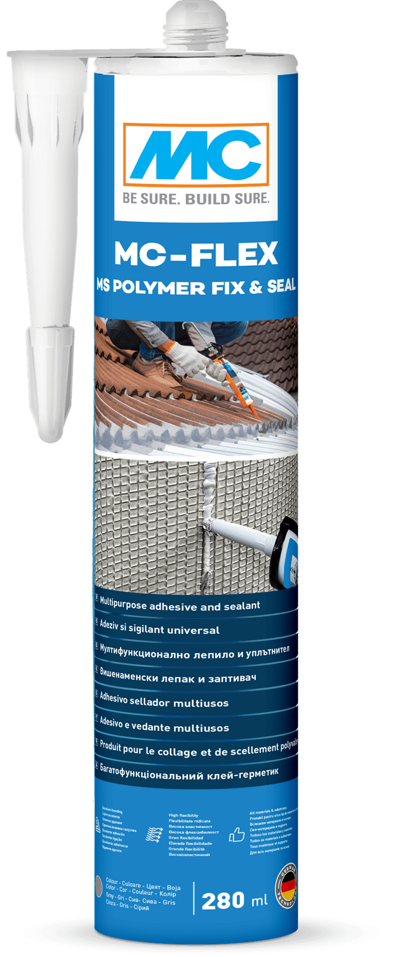 Мултифункционално еластично лепило и уплътнител MCFlex MS Polymer Fix&Seal 280мл