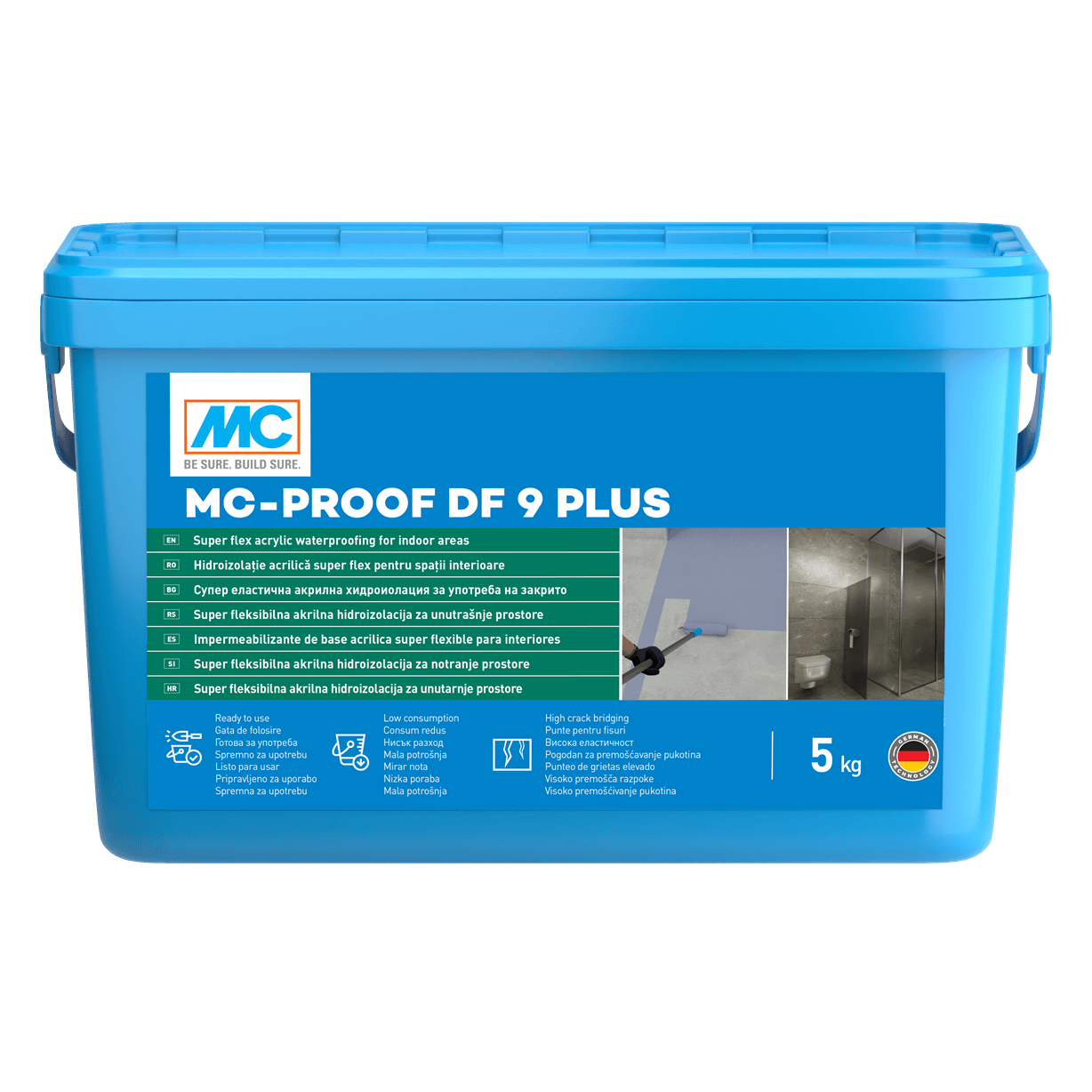 Супер еластична хидроизолация за закрити помещения MC Proof DF 9 Plus 5 кг