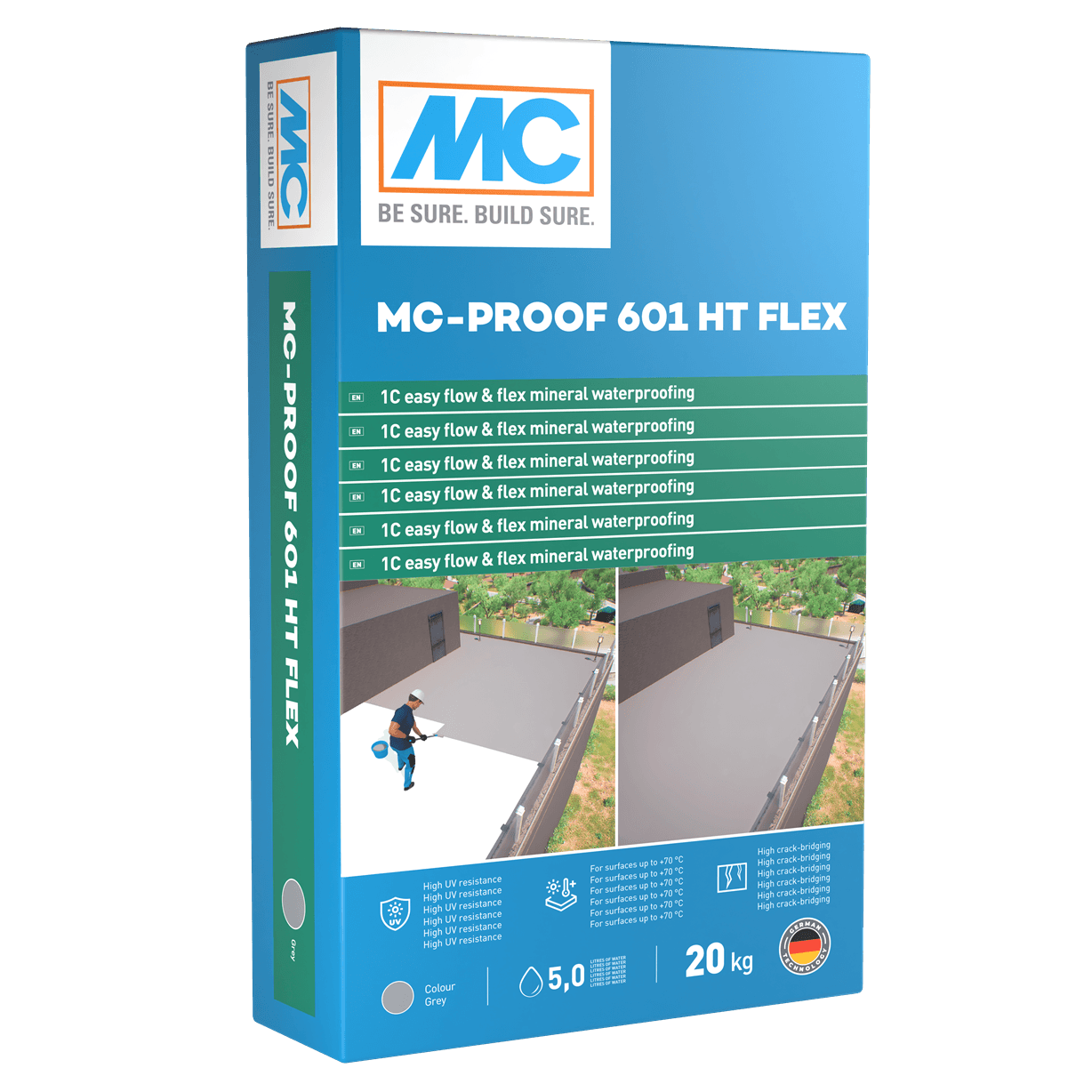 Еднокомпонентна еластична UV-устойчива хидроизолация MC Proof 601 HT Flex 20 кг