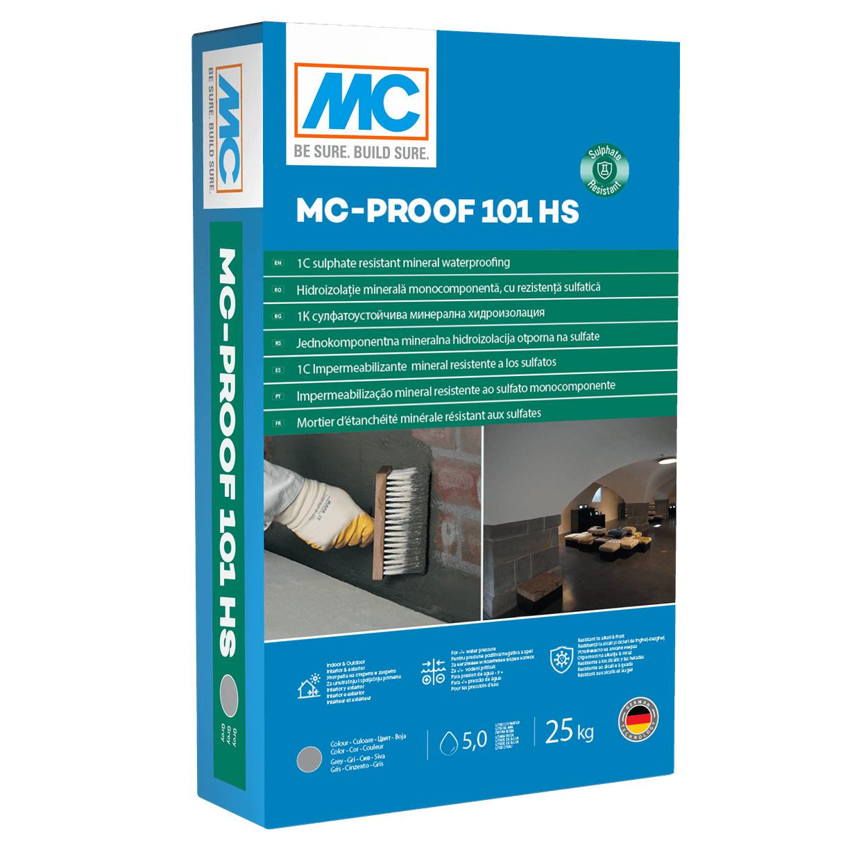 Еднокомпонентна сулфатоустойчива минерална хидроизолация MC Proof 101 HS 25 кг