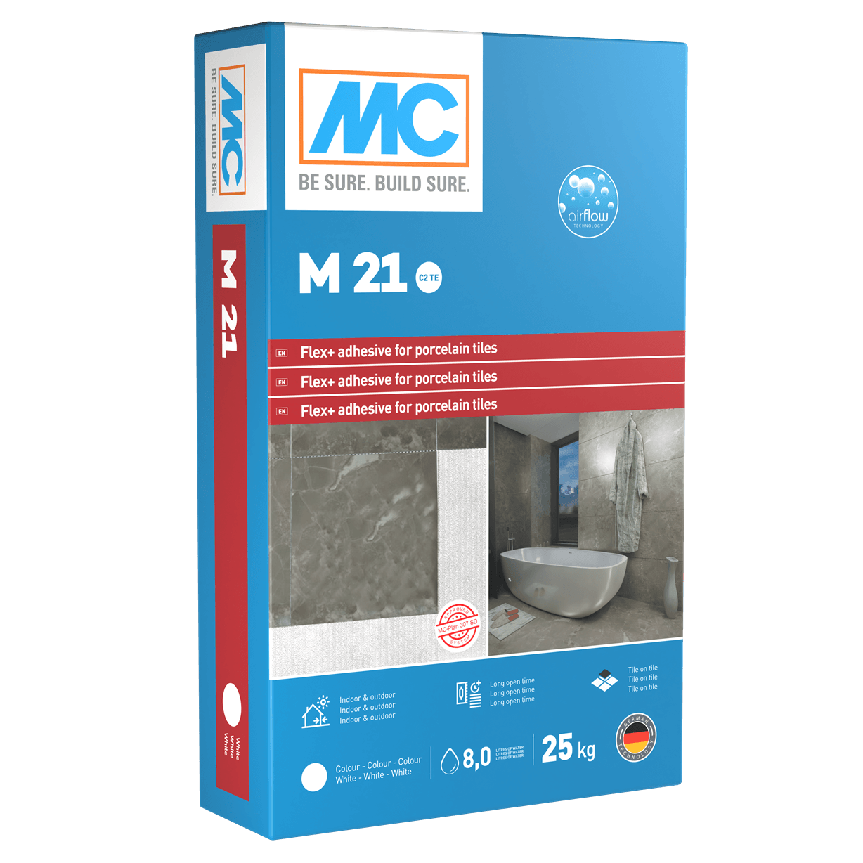 Флекс + лепило за порцеланови плочки MC Bauchemie C2TE M 21 ALB White 25 кг