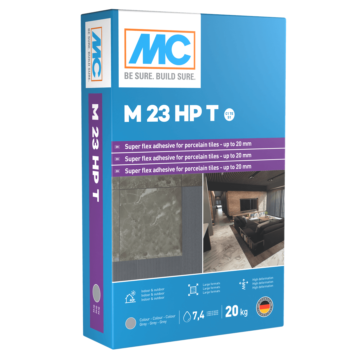Супер флекс лепило за порцеланови плочки MC Bauchemie C2TES1 Grey M 23 HP 20 кг