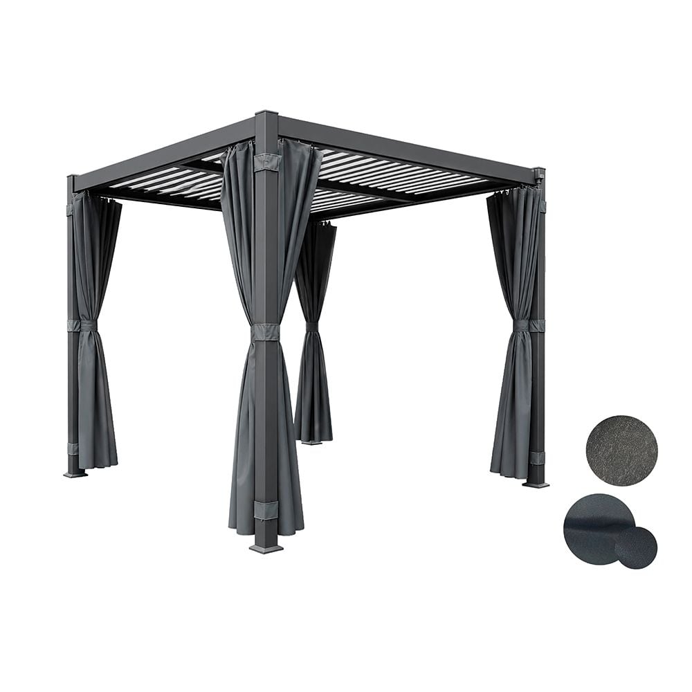 Алуминиева пергола WR-HYPH010 Louver 3 х 3,65 х 2,3 м с мрежа и страници сива
