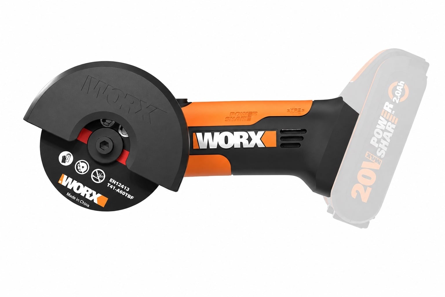Акумулаторен мини ъглошлайф Worx WX801.9 / 76 мм без батерия и зарядно