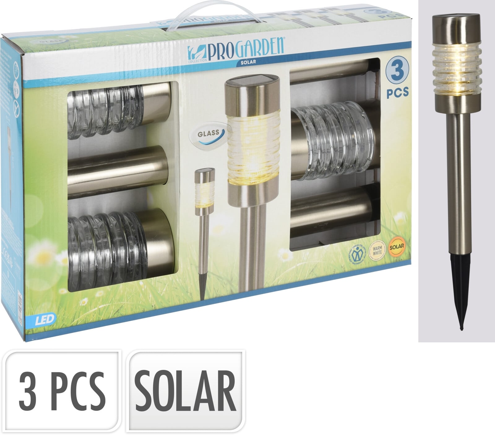 Комплект LED градински соларни лампи DT30 IPX4 2700–3000K / 3 броя