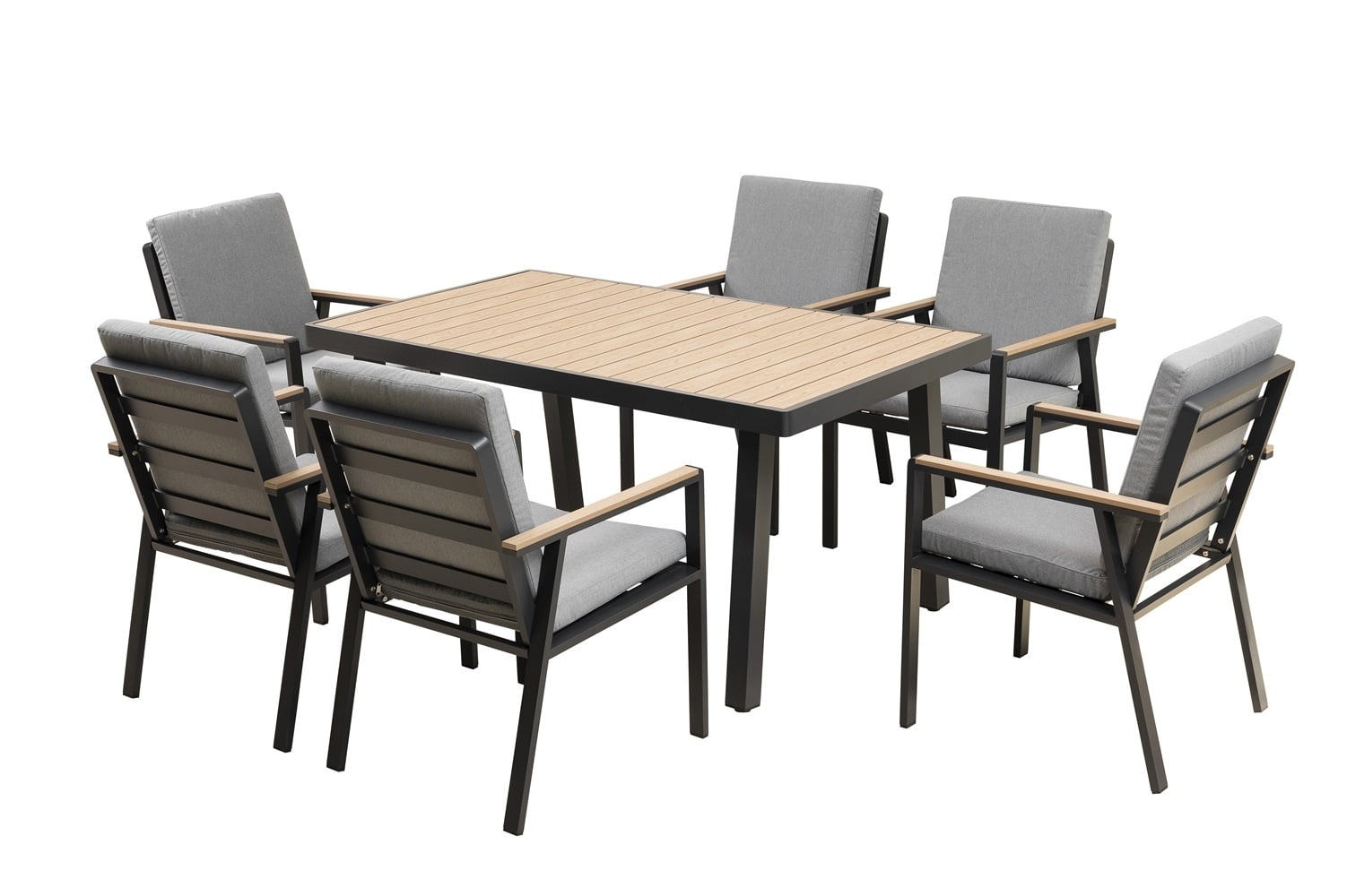 Градински сет 7 части My Garden KZA-1020-35627 дървесен декор / сив