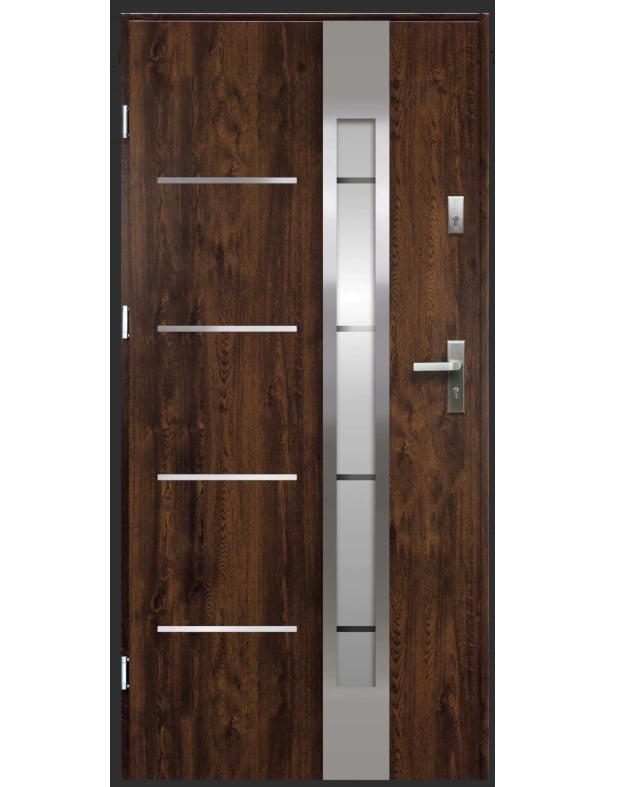 Входна метална врата Ok Doors Luna орех 88 x 205 см лява / навън