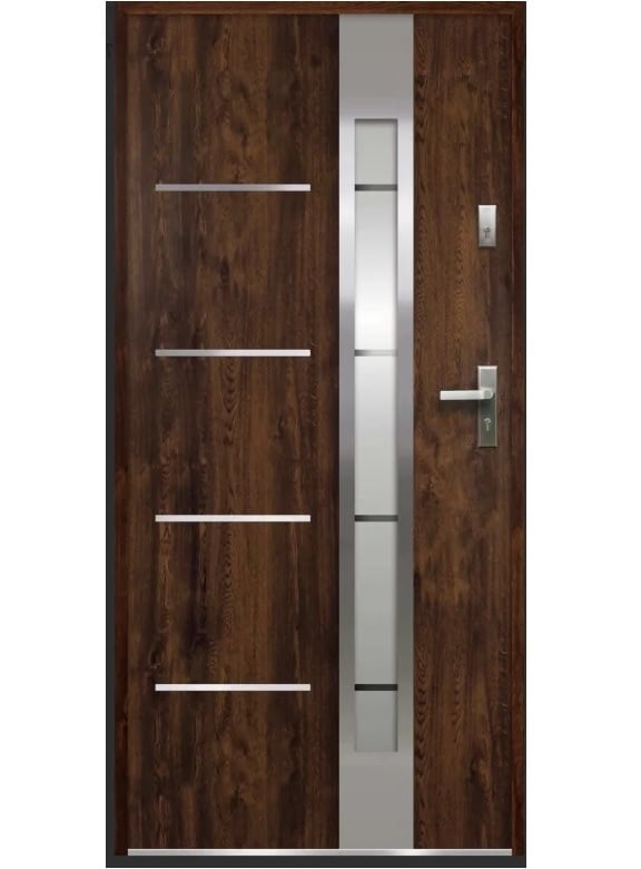 Входна метална врата Ok Doors Luna орех 88 x 205 см лява / навътре