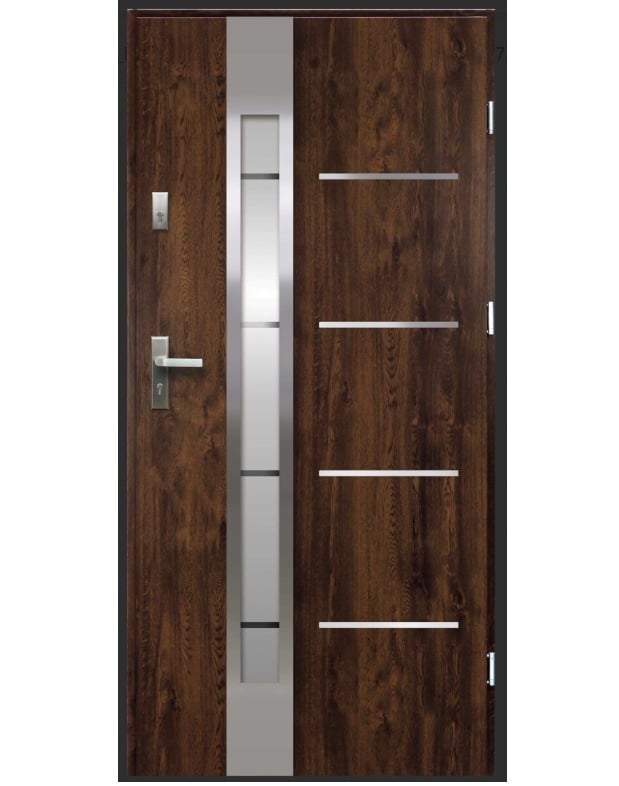 Входна метална врата Ok Doors Luna орех 88 x 205 см дясна / навън