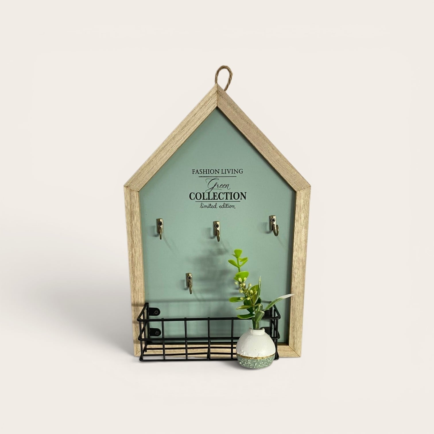 Дървена закачалка за ключове Green collection 40385 / 30х20.3см