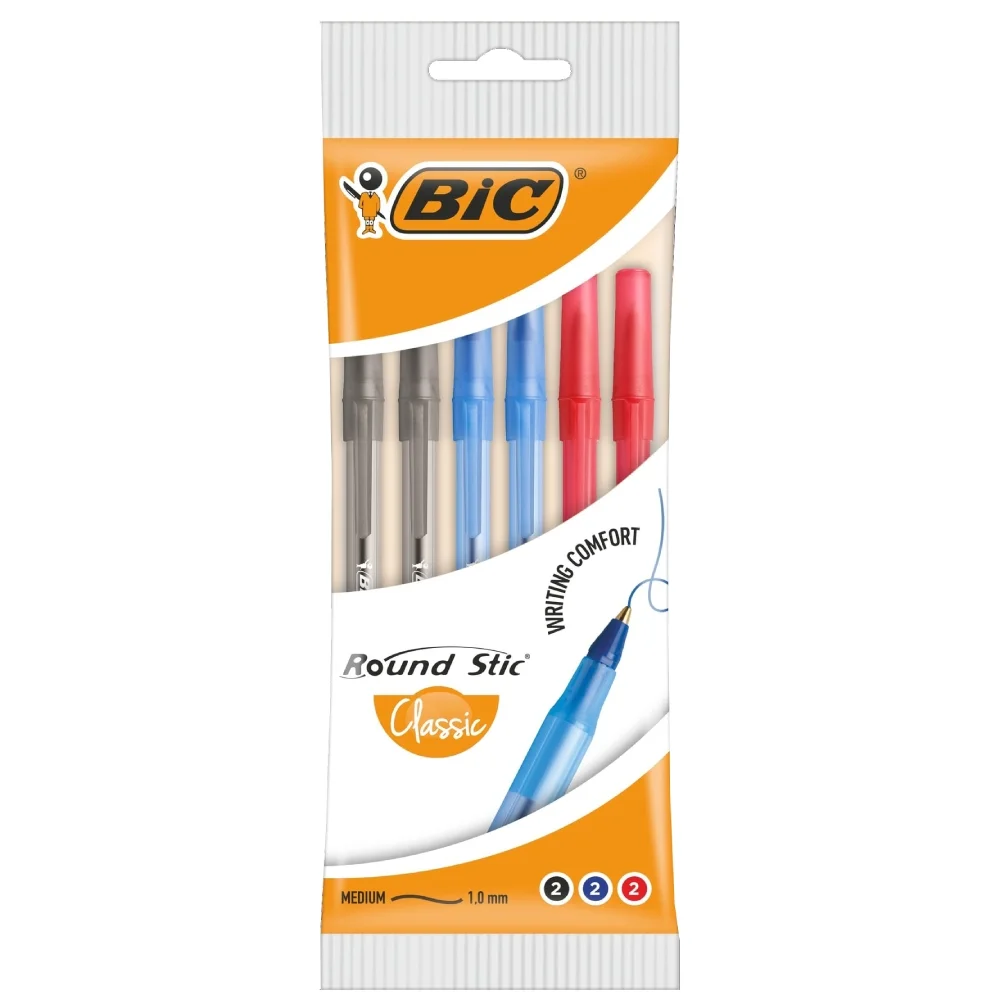 Химикалки BIC Round Stic цветни 6 броя