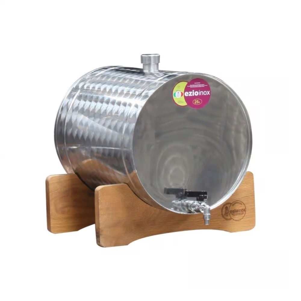 Неръждаем съд за алкохолни напитки с канела и поставка EZIO INOX 25 l