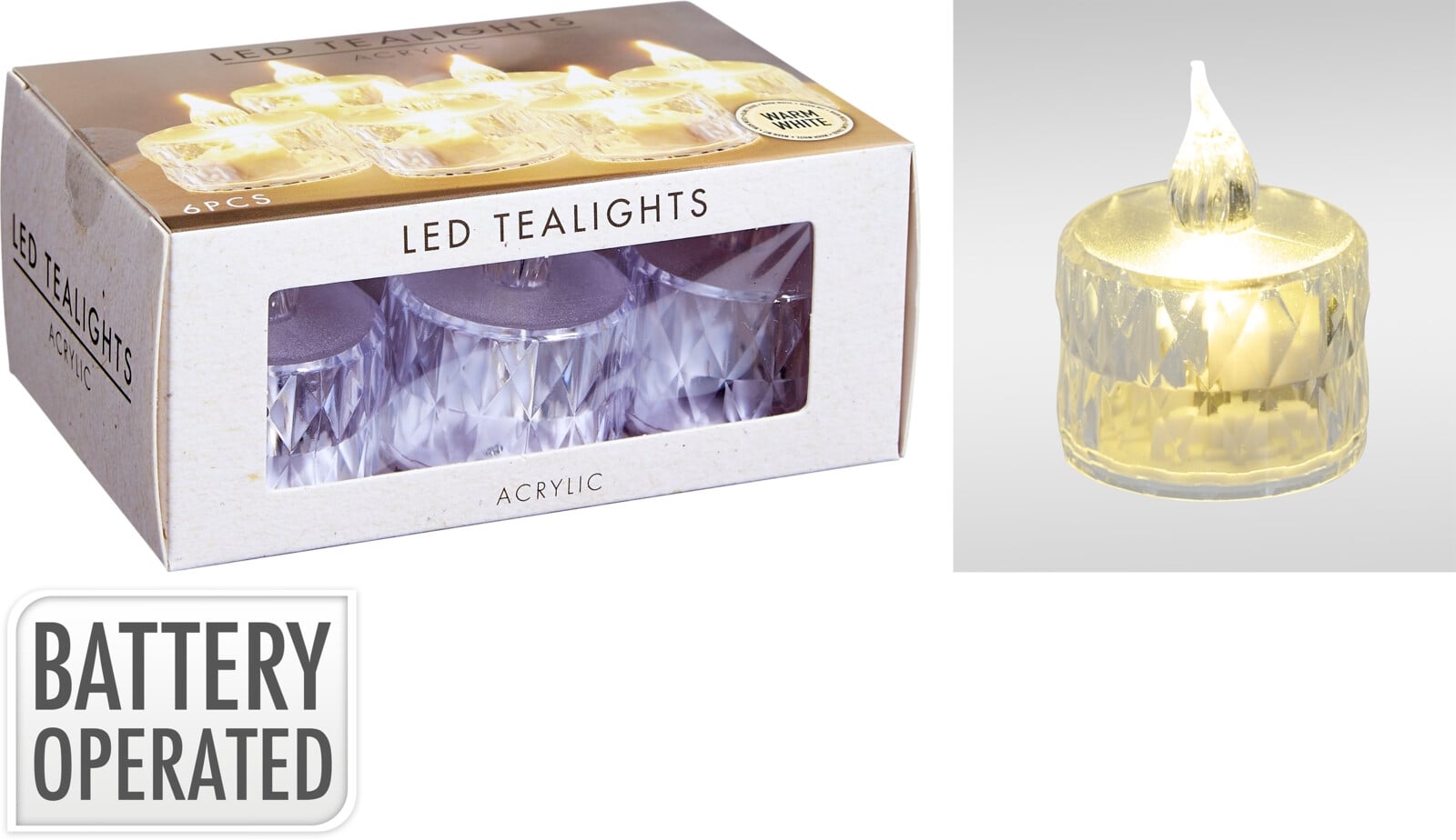 Комплект LED чаени свещи Acrylic 6 броя