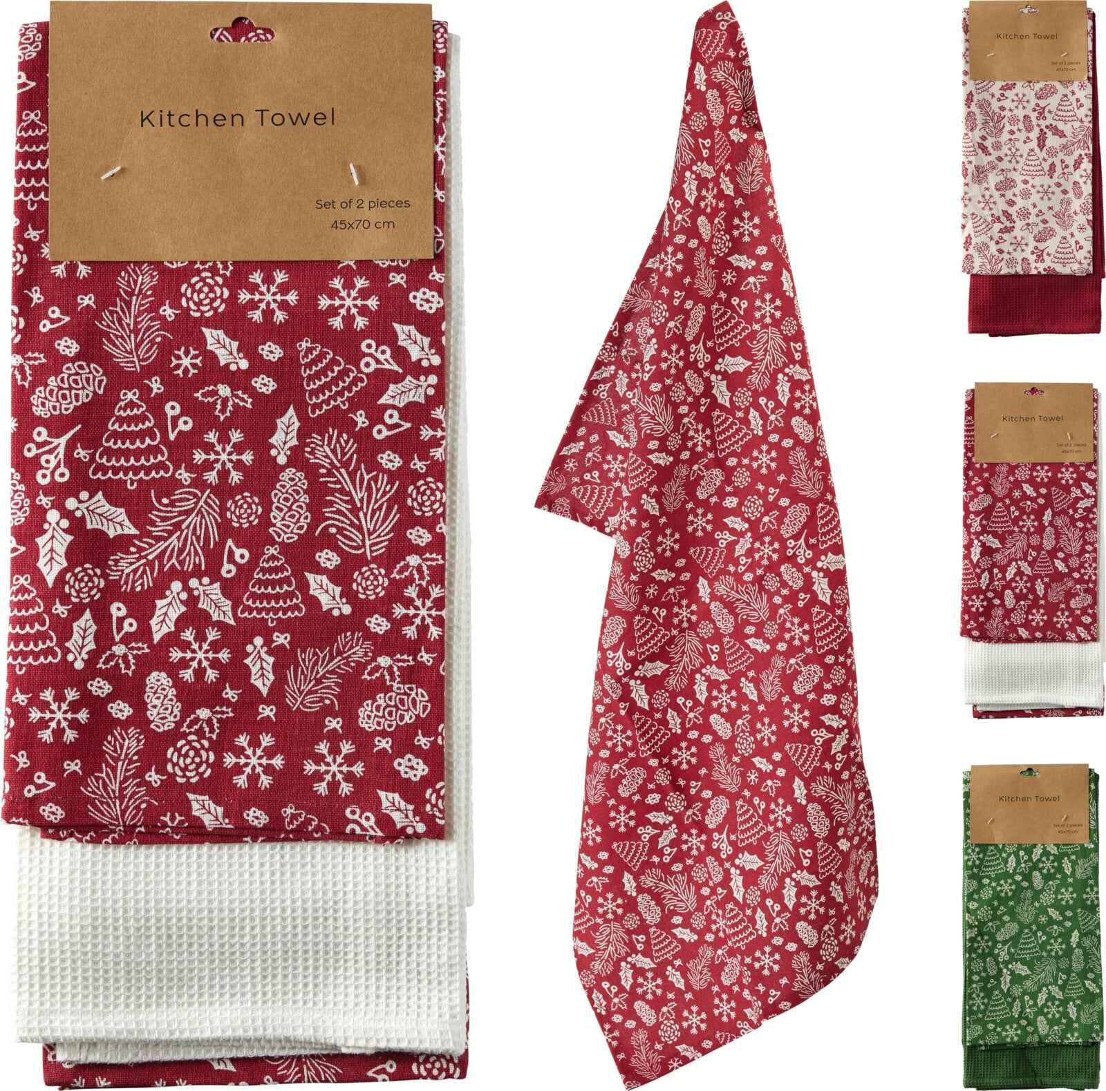 Комплект коледни кухненски кърпи Cotton 70х45см 2 броя микс