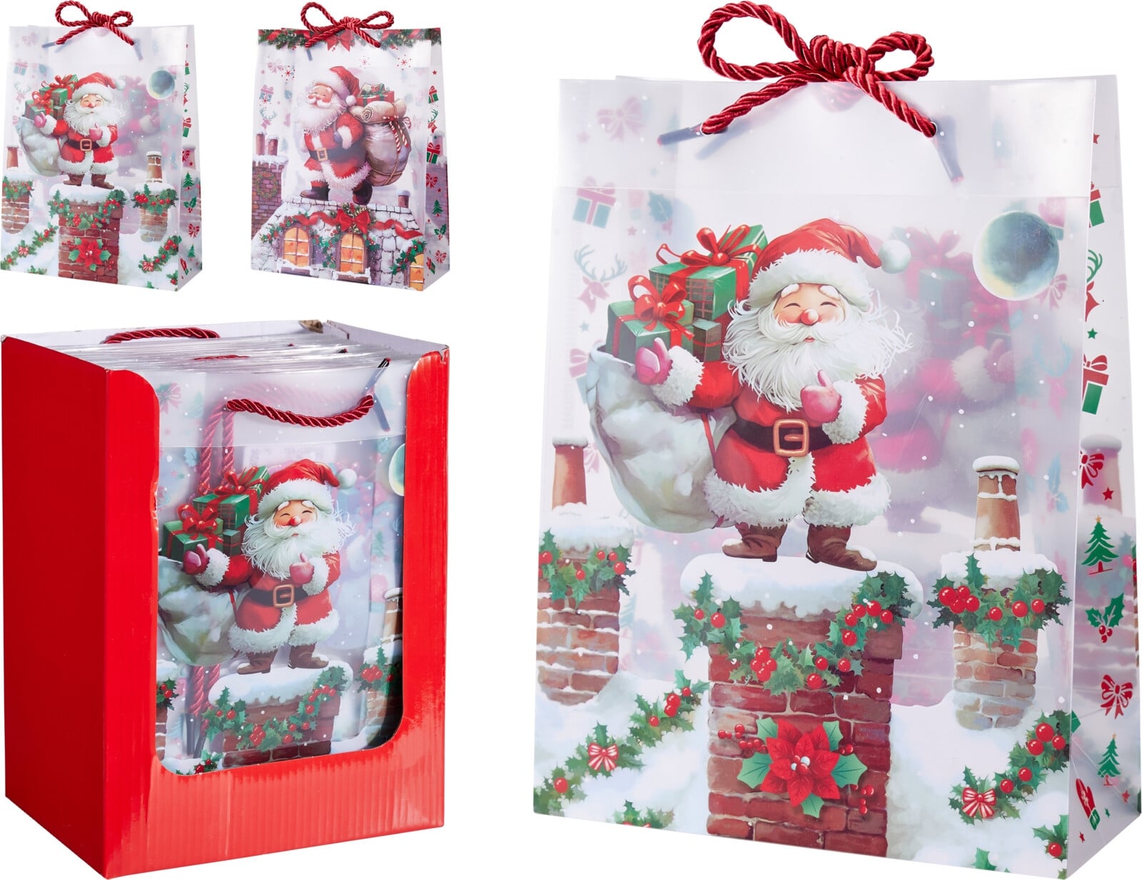Коледна торбичка Santa 8х18см микс