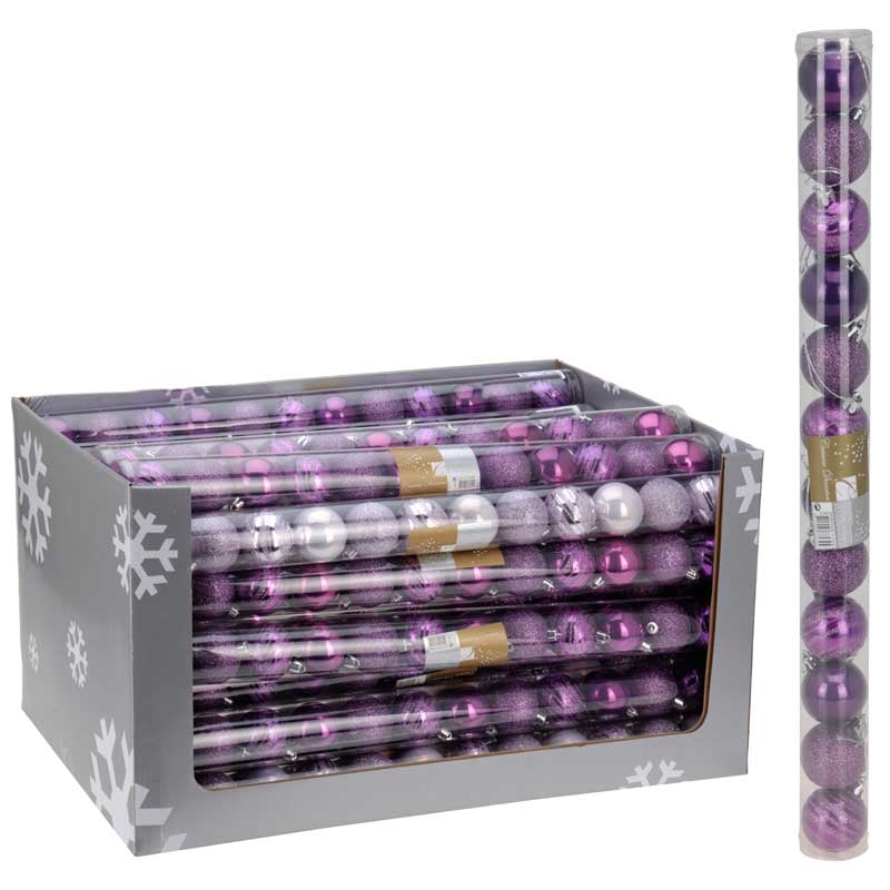 Коледни топки лилави 12 броя / 50мм