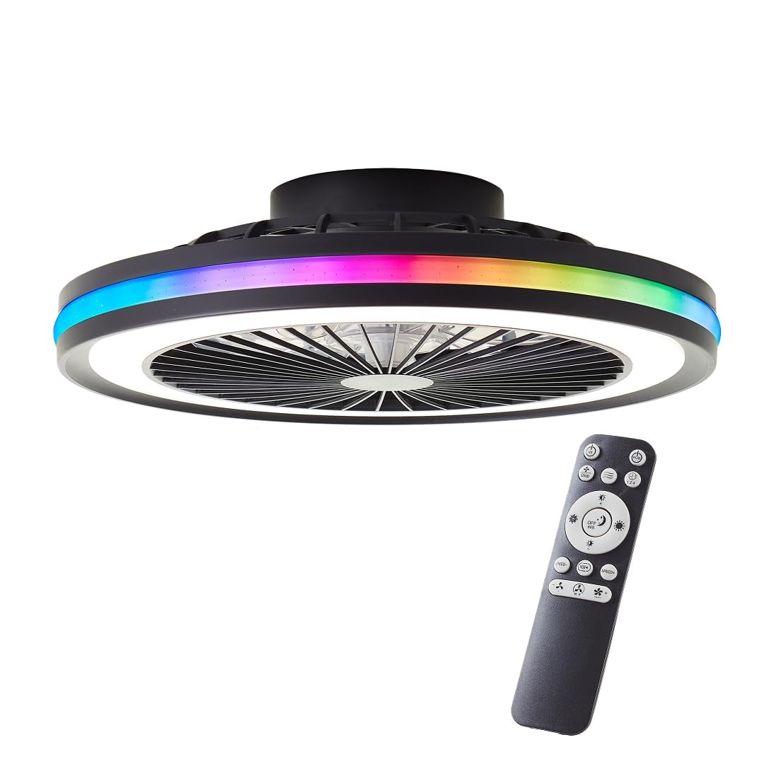 LED вентилатор-полилей Palmero с дистанционно RGB 40W ф466мм черен