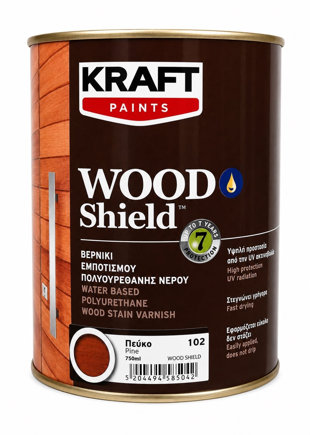Импрегниращ полиуретанов лак на водна основа Kraft Wood Shield 102 бор 750 мл