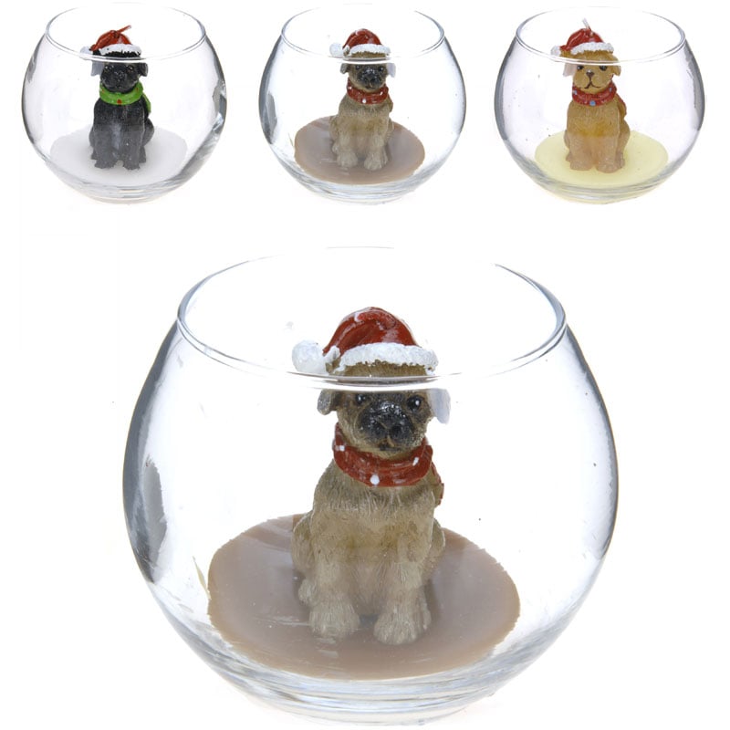 Коледна свещ куче в чаша DH9624750